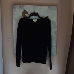 Peck &Peck 100%Cashmere Black VNeck Sweater Size L